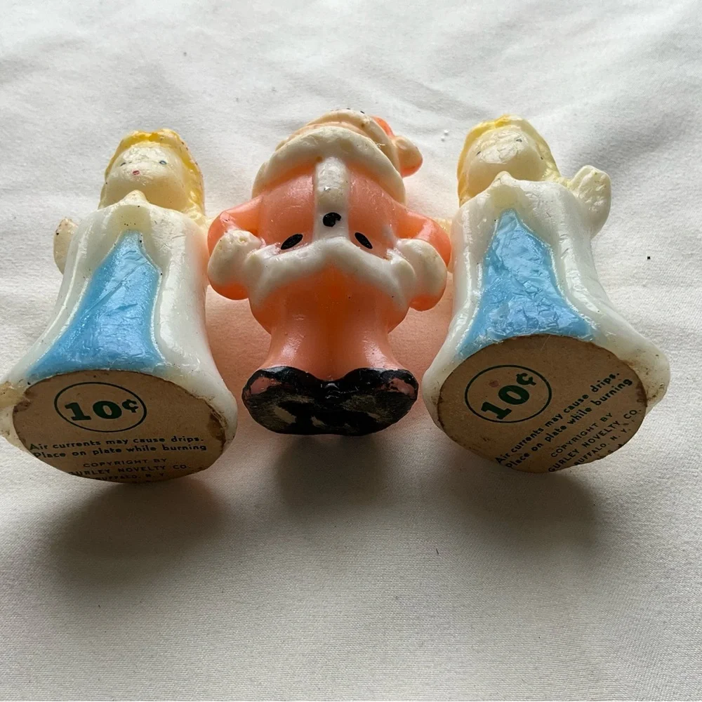Vintage Lot of 3 Gurley Christmas Candles Angels and Santa